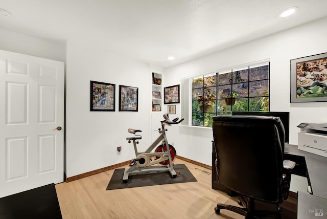 office featuring light hardwood / wood-style flooring