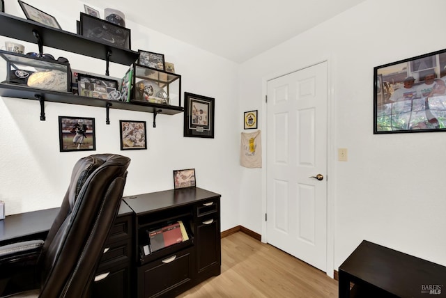 office area featuring light hardwood / wood-style flooring