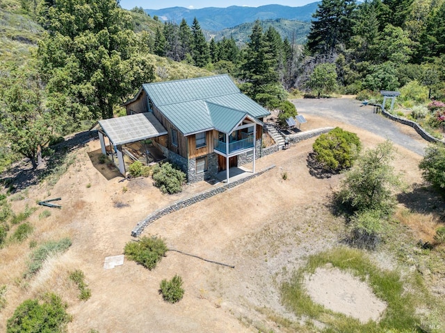 bird's eye view with a mountain view