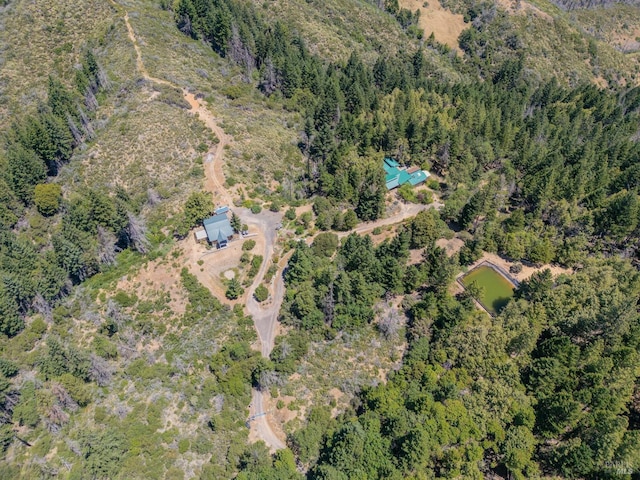 drone / aerial view with a forest view