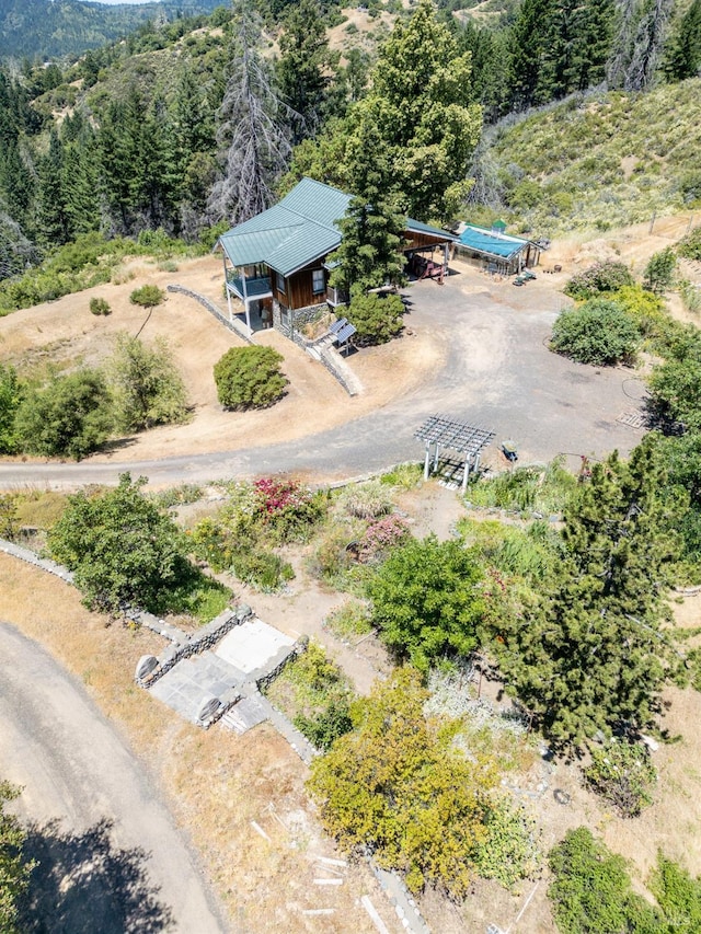 drone / aerial view with a forest view