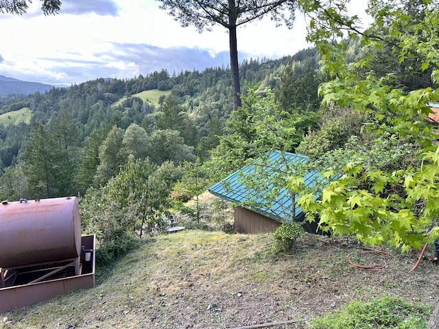 drone / aerial view with a mountain view