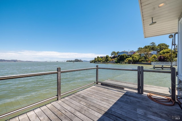 view of dock featuring a water view