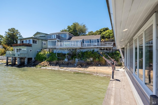 view of yard with a water view