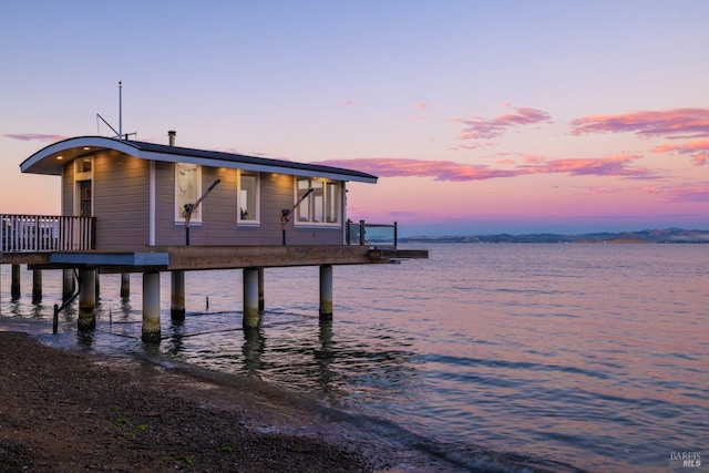 dock area with a water view