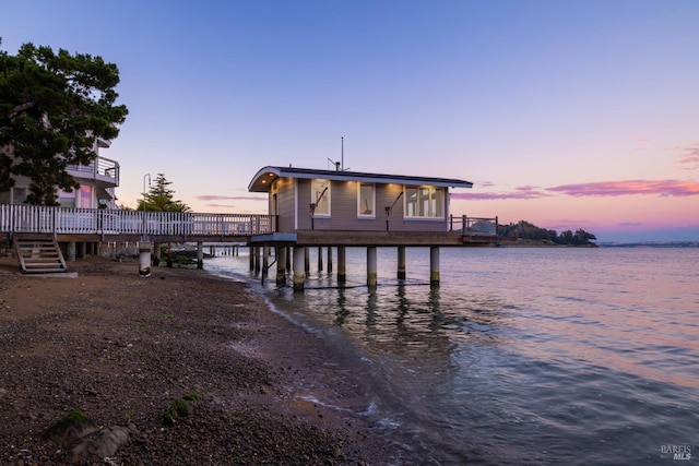 view of dock featuring a water view