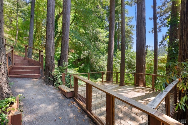 exterior space featuring a wooden deck