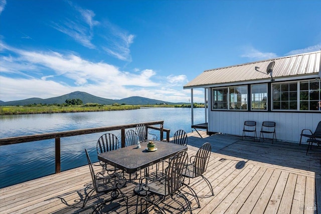 view of dock featuring a deck with water view