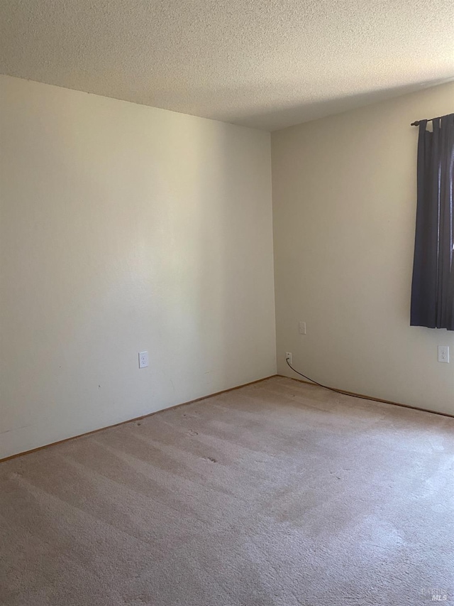 spare room with a textured ceiling and light colored carpet