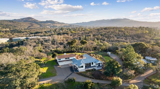 aerial view with a mountain view