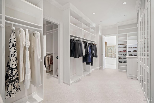 walk in closet with carpet floors