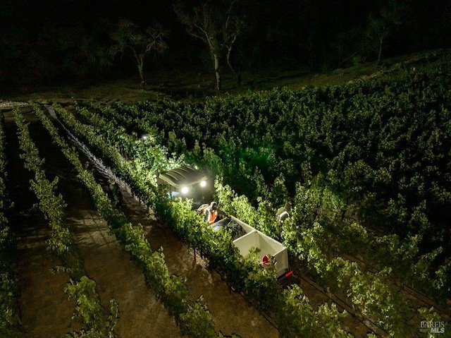 view of aerial view at night