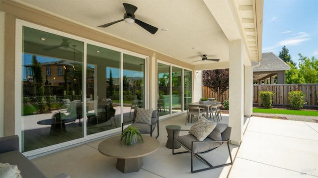 view of patio with ceiling fan