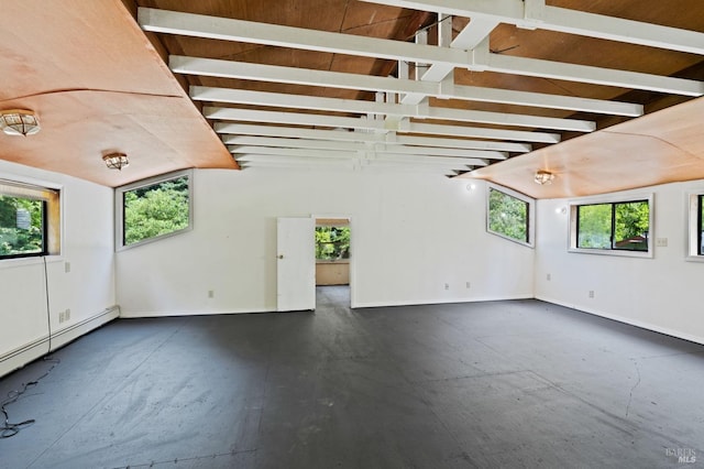 18751 Appian Way, Navarro, CA 95463 - unfurnished living room featuring vaulted ceiling and a baseboard radiator