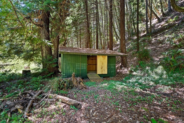 18751 Appian Way, Navarro, CA 95463 - view of shed featuring a forest view