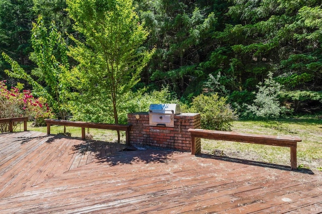 deck featuring grilling area and an outdoor kitchen