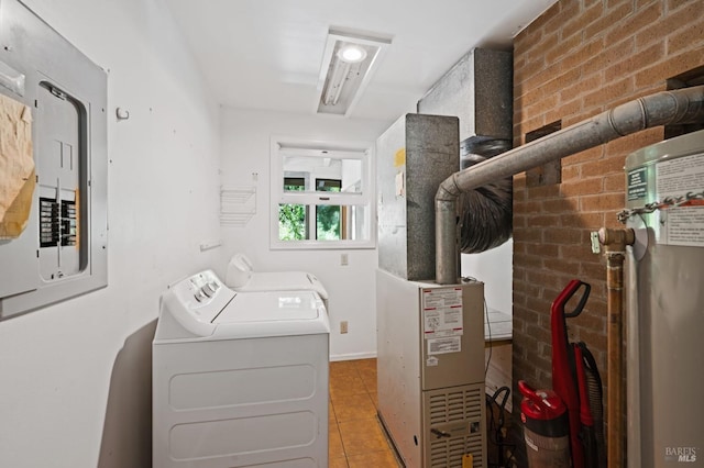 18751 Appian Way, Navarro, CA 95463 - laundry room featuring washing machine and clothes dryer, electric panel, and tile patterned flooring