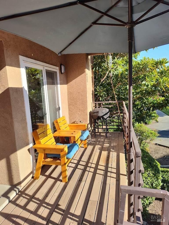 1142 Pear Tree Ln, Napa, CA 94558 - wooden deck featuring a grill