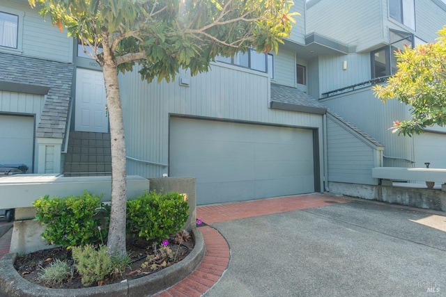 exterior space featuring a garage