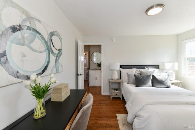 bedroom featuring dark wood-type flooring