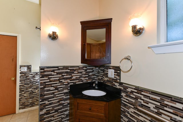 bathroom with vanity and tile patterned floors