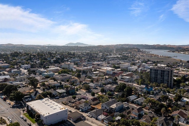 drone / aerial view with a mountain view