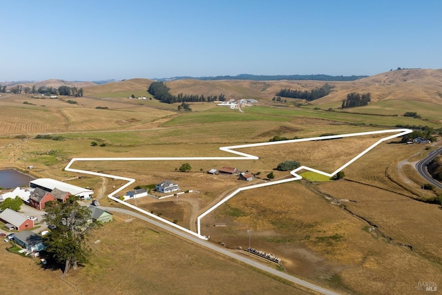 aerial view with a rural view