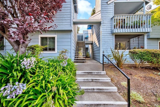 doorway to property with a balcony