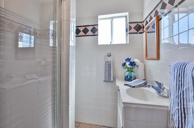 14090 Pine St, Walnut Grove, CA 95690 - full bathroom with tile walls, a shower stall, and vanity