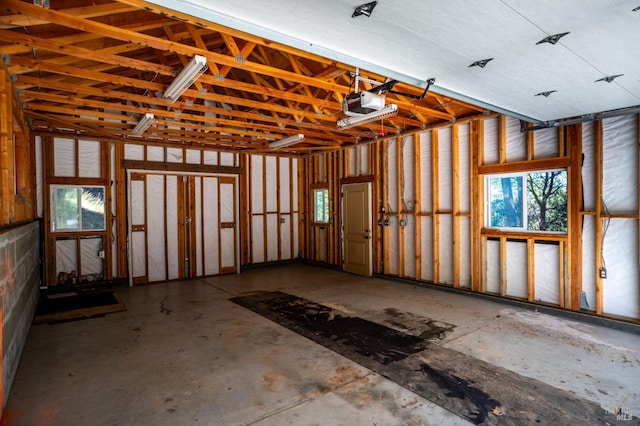 garage with a garage door opener