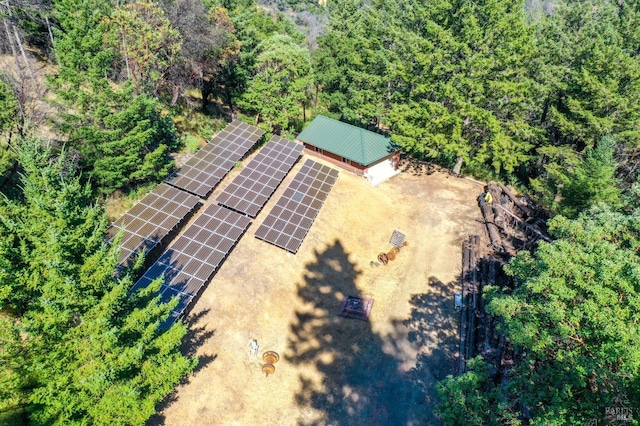 aerial view with a wooded view