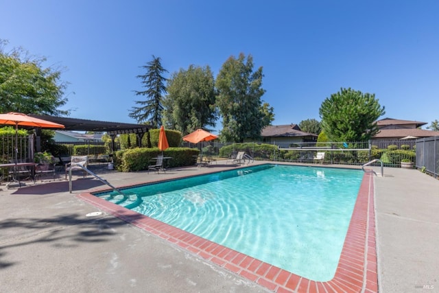 view of swimming pool with a patio