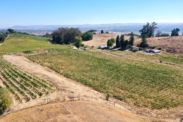 bird's eye view with a rural view and a mountain view