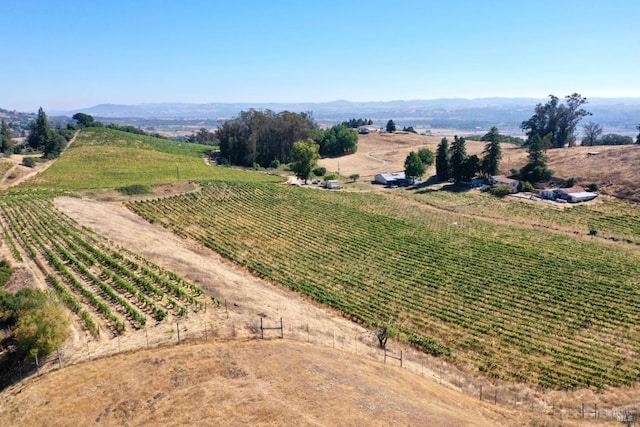 drone / aerial view with a rural view and a mountain view