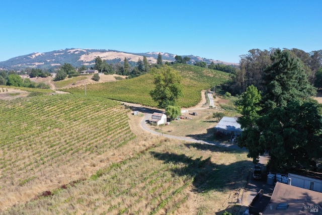 drone / aerial view with a rural view and a mountain view