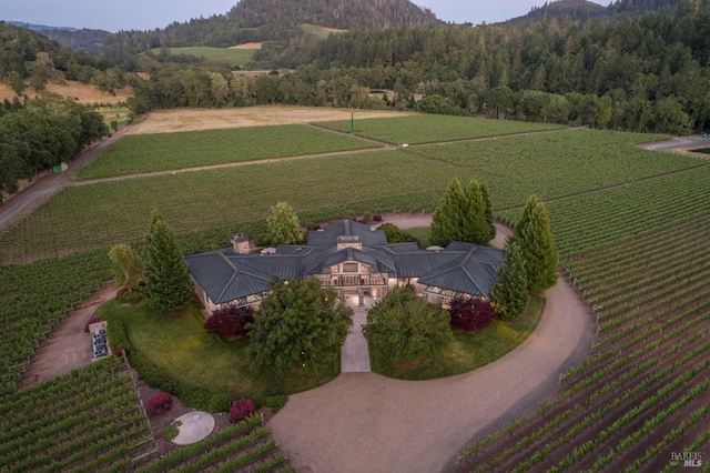 birds eye view of property with a rural view