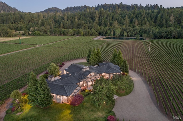 aerial view with a rural view