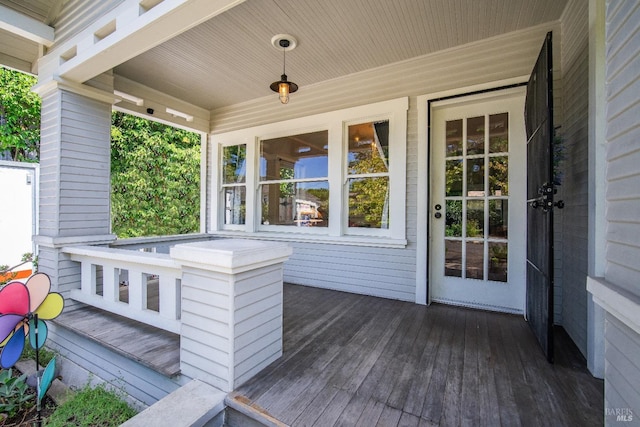 deck featuring covered porch