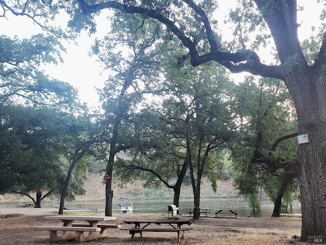 view of property's community with a water view