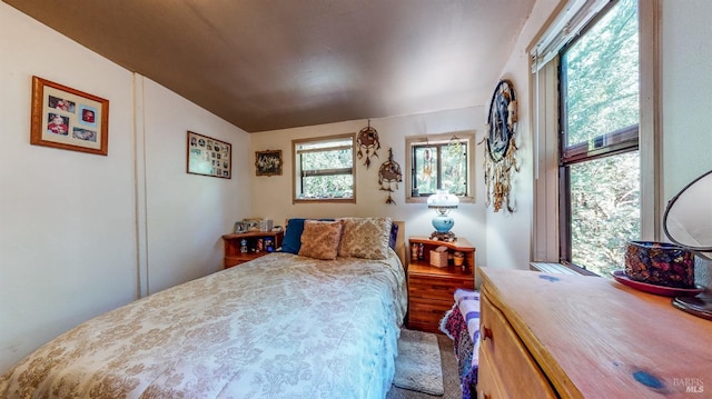 bedroom with vaulted ceiling