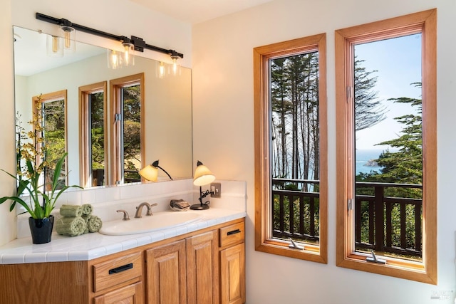 bathroom with vanity and a wealth of natural light