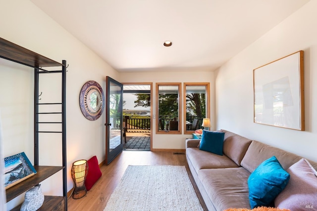 living room featuring light hardwood / wood-style flooring