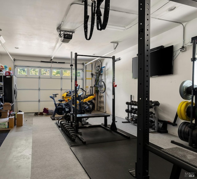 workout area with concrete flooring