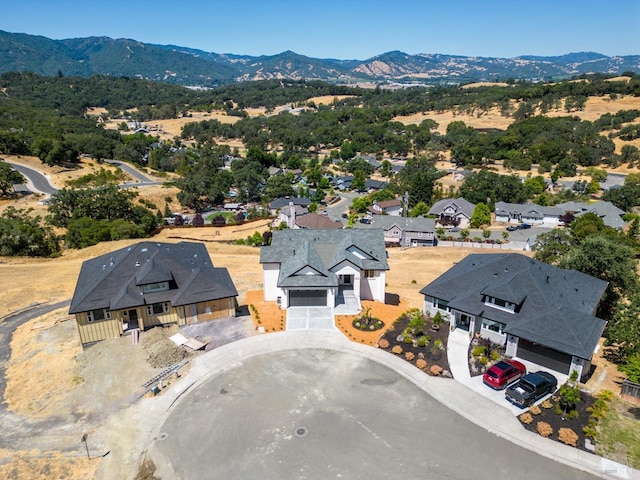 drone / aerial view with a mountain view