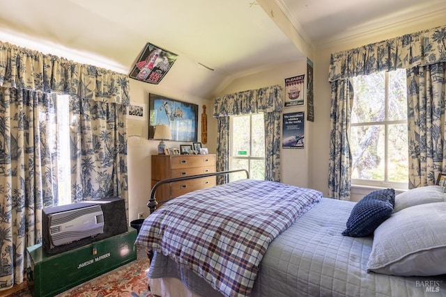 bedroom with vaulted ceiling