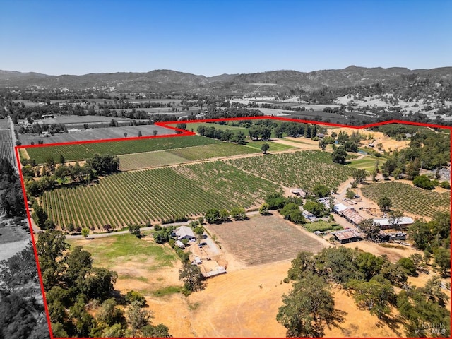 birds eye view of property with a mountain view