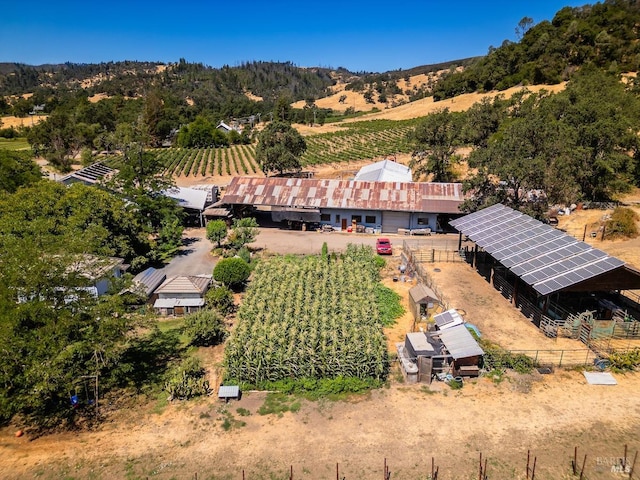 aerial view with a rural view