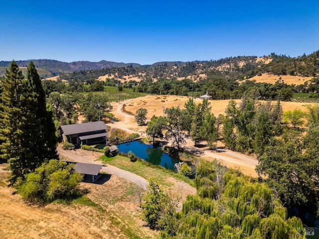 aerial view with a rural view and a mountain view