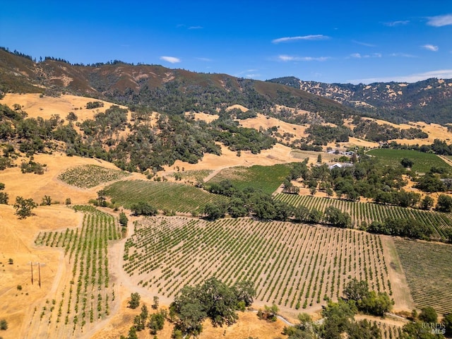 view of mountain feature with a rural view