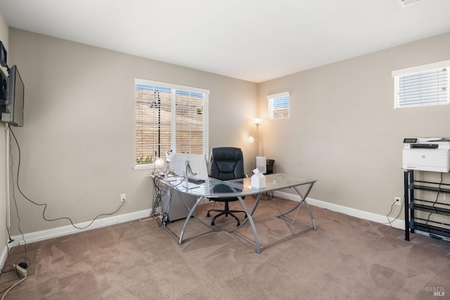 view of carpeted office space